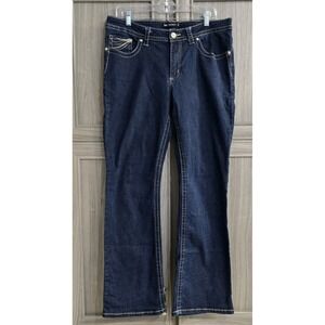 Lee Mid Rise Fit Dk Blue Womens Jeans 14 Med Bling City Boot Leg Cowgirl